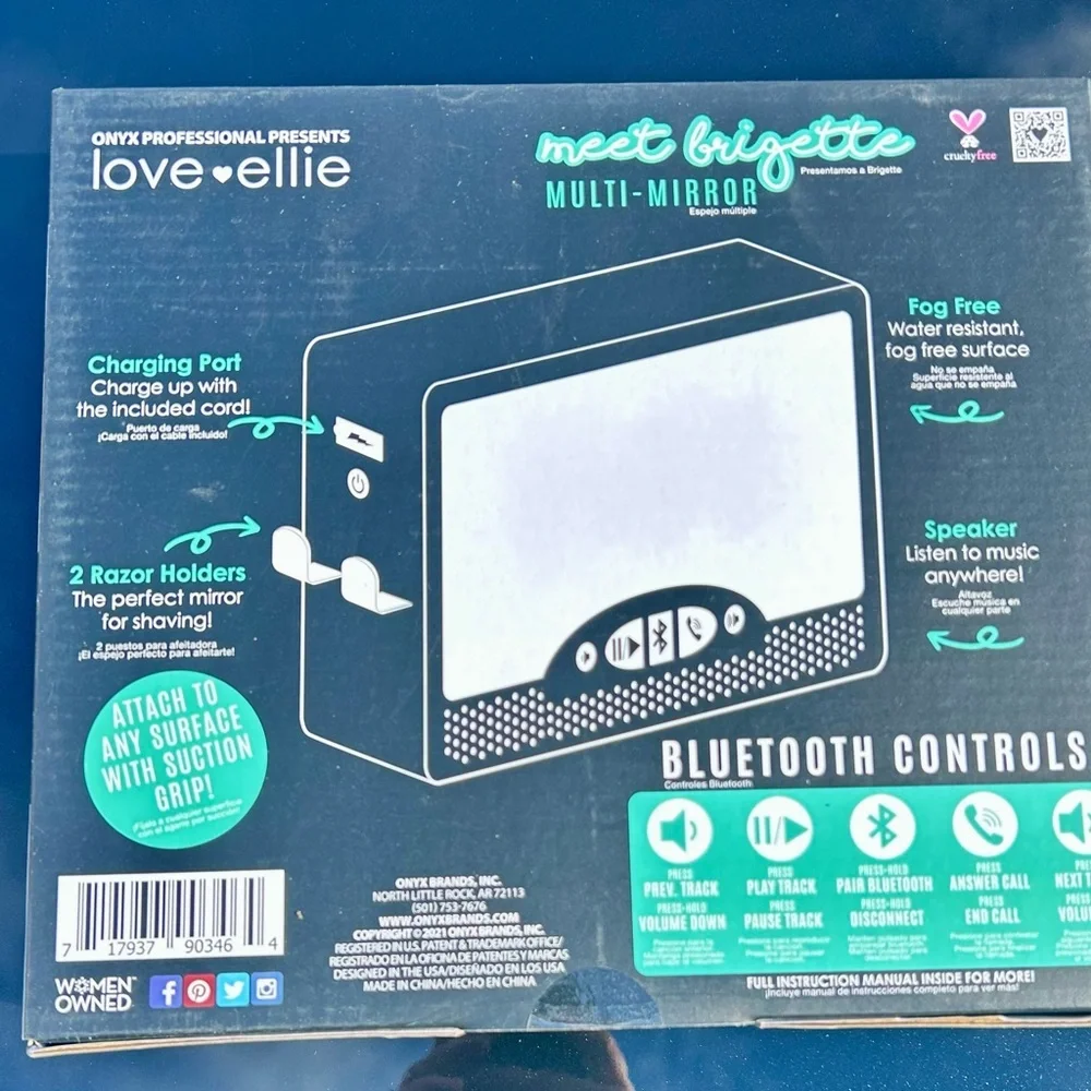 love•ellie “Brigette” Multi‑Mirror – Bluetooth, Anti‑Fog, Water‑Resistant